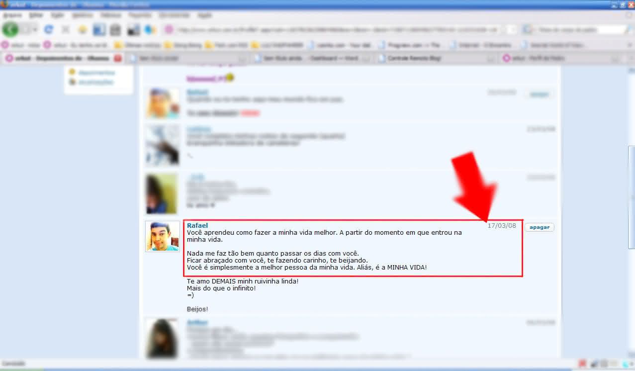 Orkut Depoimento que eu fiz pra minha namorada em Março/2008