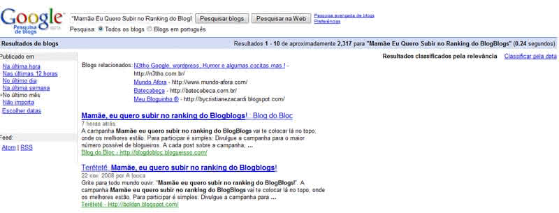Campanha no Google Blog Search