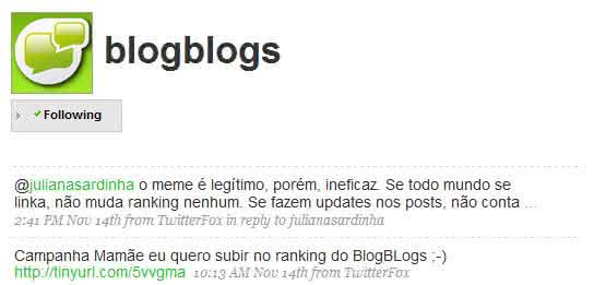 Campanha no BlogBlogs