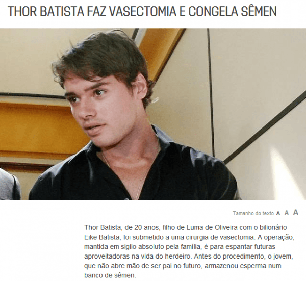 Thor Batista fez vasectomia um gênioRafa Barbosa